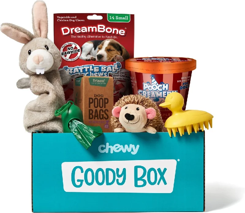 - Pet toy safety reviewsGoody Box Puppy Toys, Treats & Potty Training