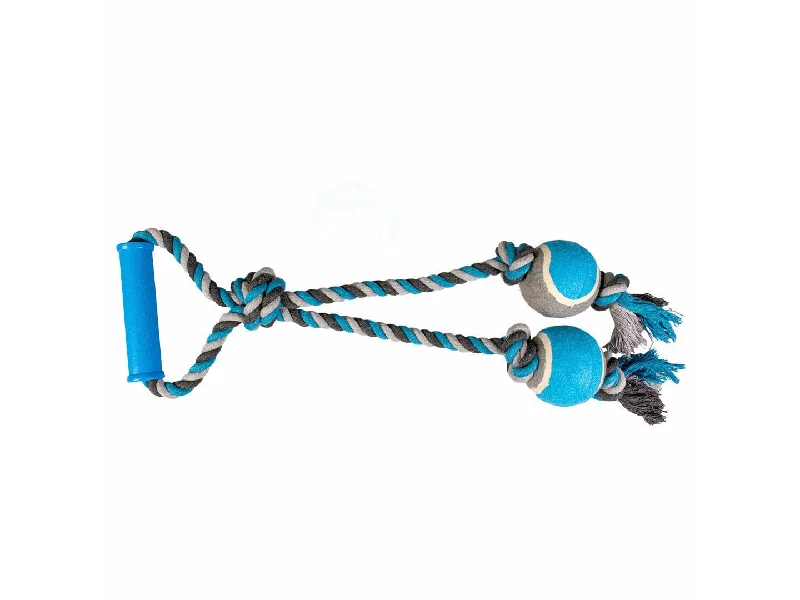 - Dog anti-slip matTug Toy Knotted Cotton Loop & 2 Tennis Balls 43cm grey/blue