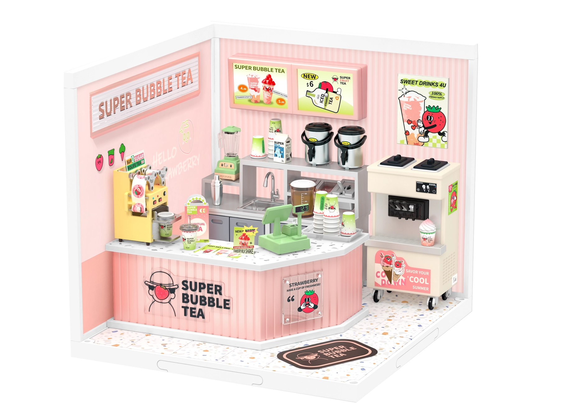 - Custom pet birthday cakeDW006 Double Joy Bubble Tea Rolife Diy Miniature House