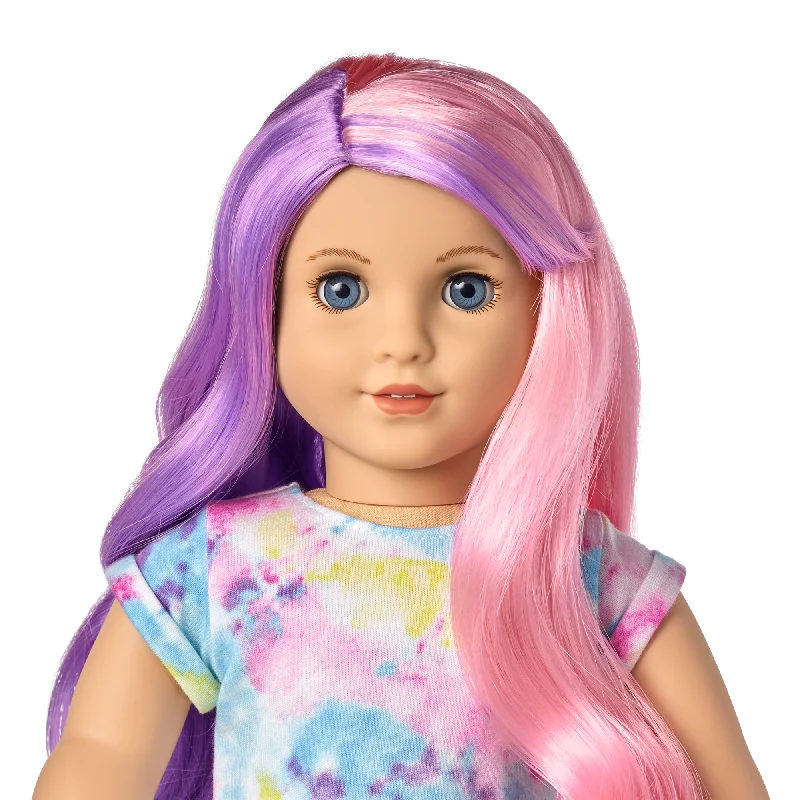 - Automatic temperature adjustment cat bedTruly Me™ 18-inch Doll #116 with wavy purple-and-pink hair