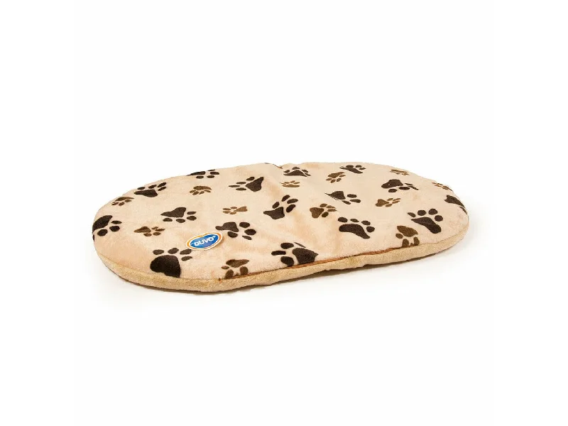  -Anti-scratch scratching board AND cat bed in oneOval cushion with paw print 54x35x5cm beige