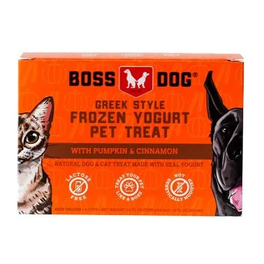 - Natural latex pet mattressBoss Dog Greek Style Frozen Yogurt Pumpkin & Cinnamon 4 Pack