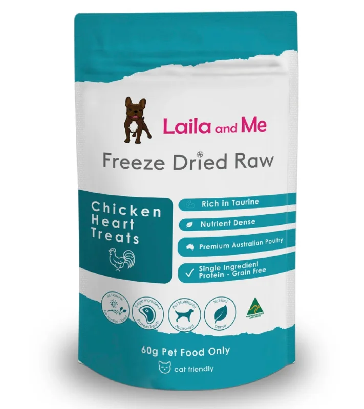 - Remote interactive pet feederLaila & Me @ The Dog House : Freeze Dried Raw Chicken Hearts