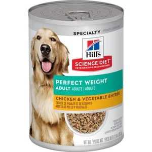 - Pet tear stain cleaning wipesHill's Science Diet Adult Perfect Weight Canned Dog Food, Chicken & Vegetable Entrée