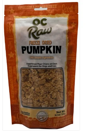 - Cat hair ball removal and hair removal creamOC RAW PUMPKIN ~ 5.5 OZ FREEZE DRIED