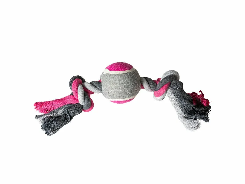 - Car dog seat beltTug Toy Knotted Cotton & 2Knots & Tennis Ball 30cm grey/pink