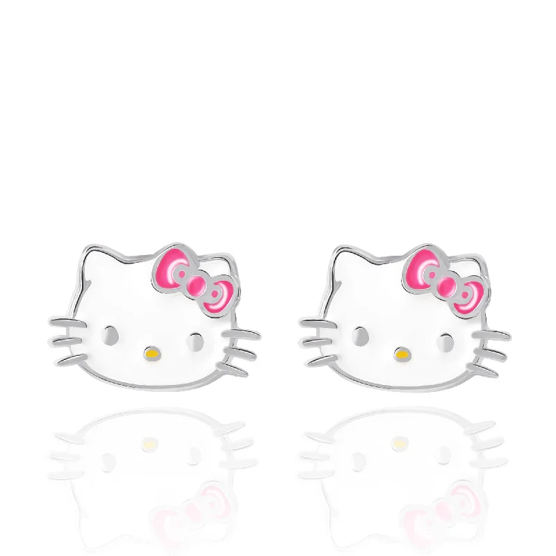 ---Hello Kitty Sterling Silver Enamel Stud Earrings