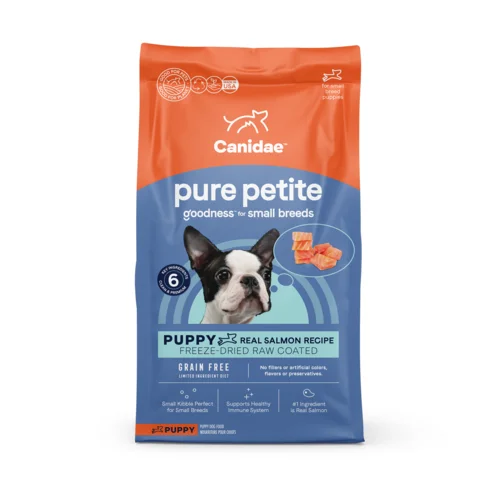 - Pet tear stain cleaning wipesCanidae PURE Petite Grain Free, Limited Ingredient, Small Breed Dry Puppy Food, Salmon