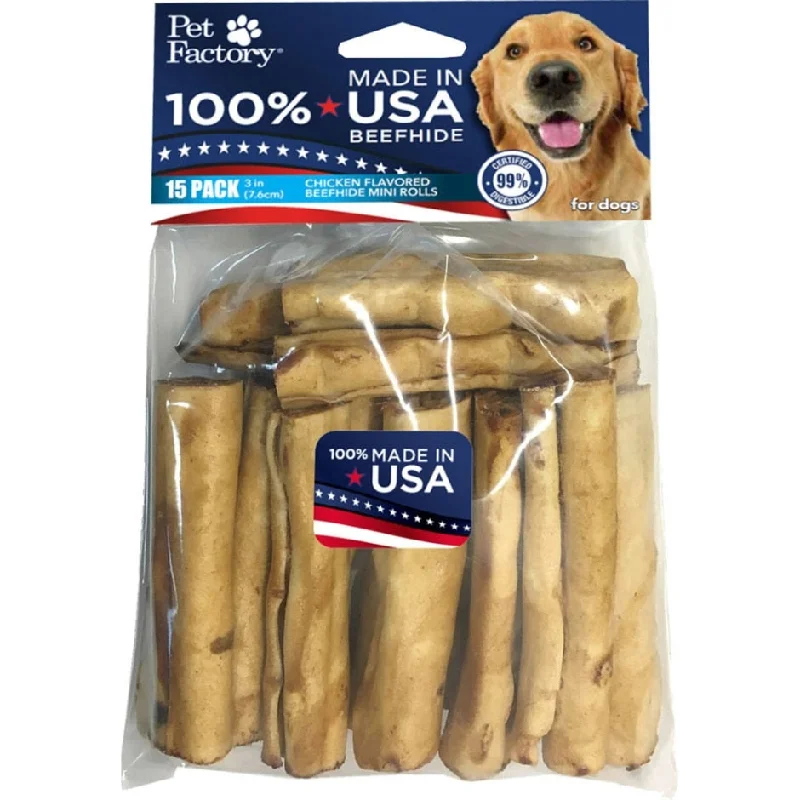 - Pet tear stain cleaning wipesPet Factory USA Chicken Beefhide Chip Rolls