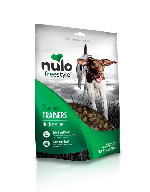 - Organic cotton dog bibsNulo Freestyle Trainers Grain Free Duck Dog Treats