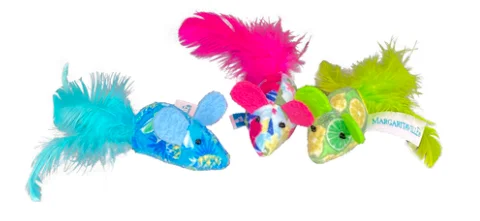 - Pet tear stain cleaning wipesMULTIPET CAT MARGARITAVILLE 3pc CATNIP MICE W/ FEATHERS