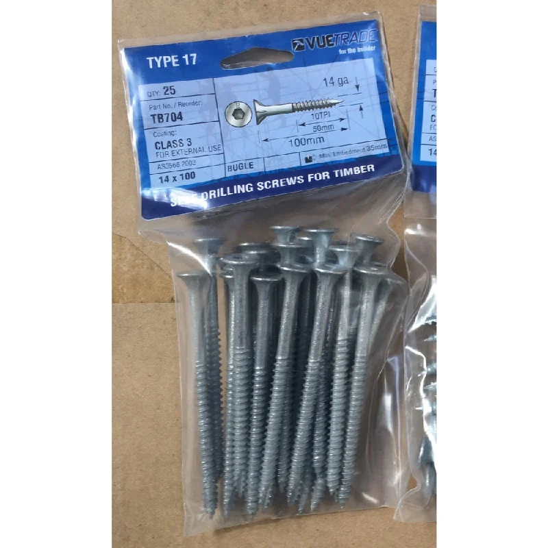 - Air box TSA certified check-inBugle Screws 14G 10x100mm PKT25