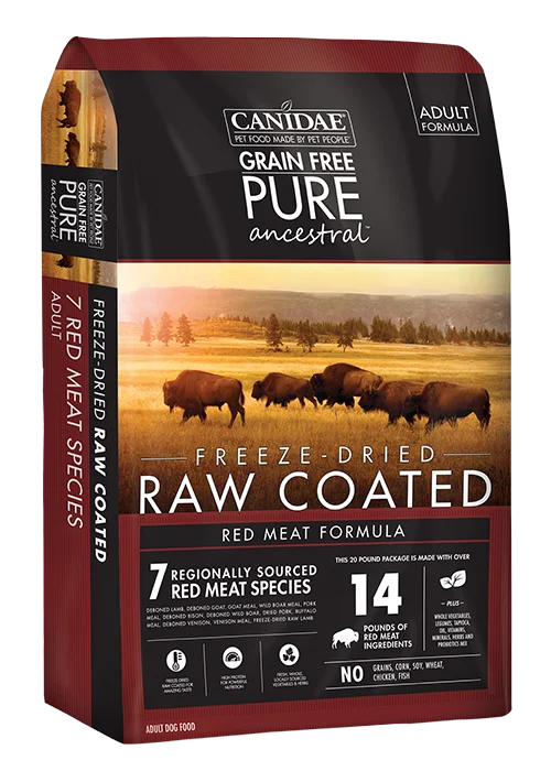 - Cat anti-jump window safety netCanidae PURE Ancestral Grain Free Red Meat recipe with Lamb, Goat, & Wild Boar Raw Coated Dry Dog Food