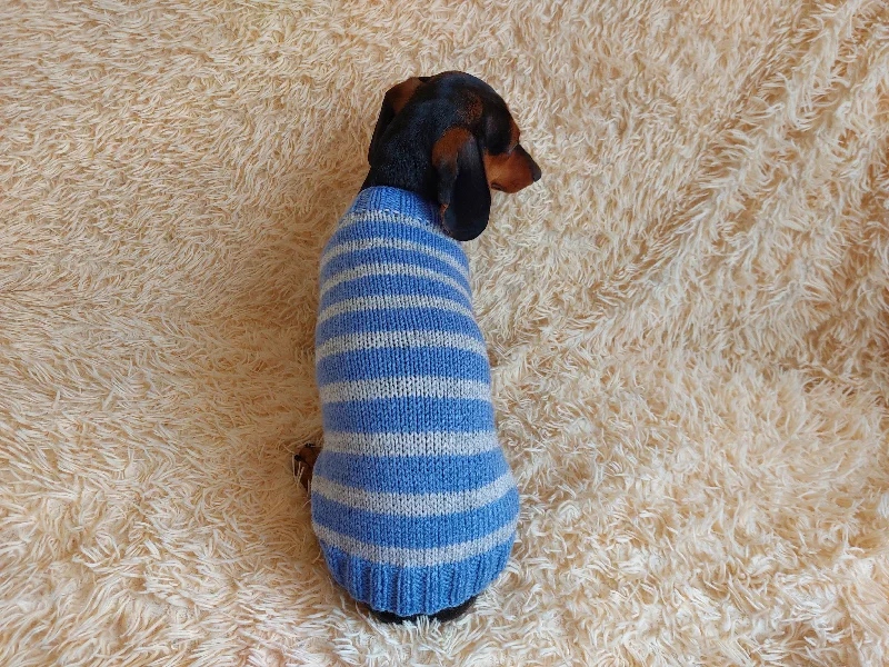 Pet easy-to-wear and take-off design clothesHandmade striped knitted sweater for dog, clothes for dachshund, sweater for dog