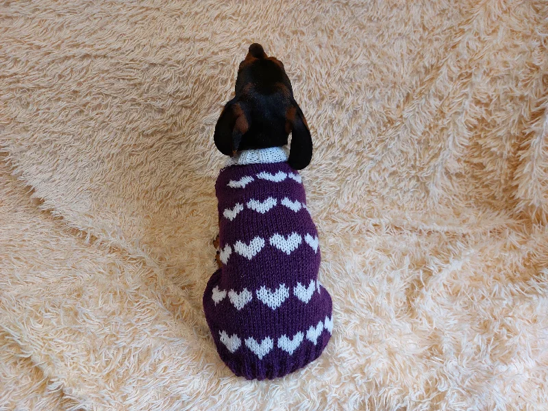 Pet retro style clothesDachshund knitted heart sweater, clothing Dachshund heart sweater, Valentine's day dog sweater, sweater for dachshunds, clothes for dog