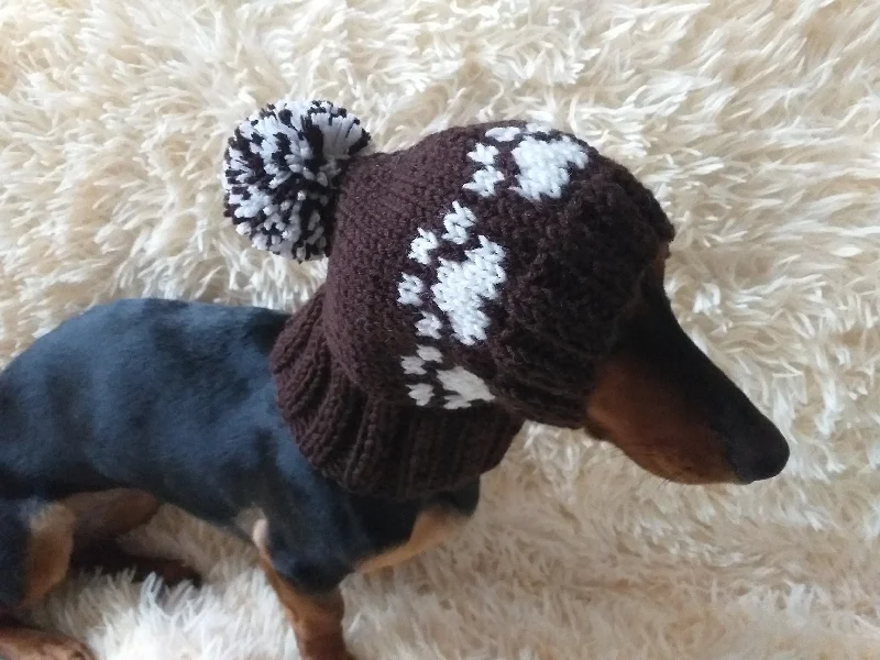 Pet custom clothesPaws clothes hat for dachshund or small dog,hat print paws with pom pom for dog,clothes with paws for dogs