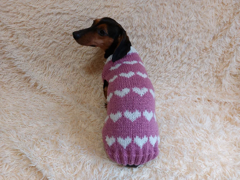 Pet fashion clothesDachshund knitted heart sweater, clothing Dachshund heart sweater, Valentine's day dog sweater, sweater for dachshunds, clothes for dog