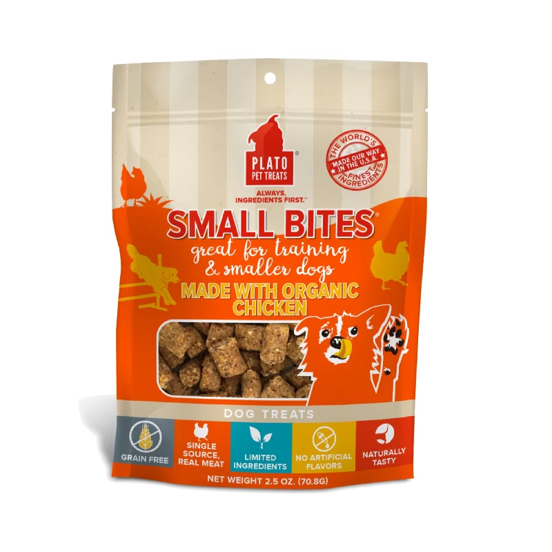 - Royal Canin dog food recommendationPlato Small Bites Organic Chicken Treats