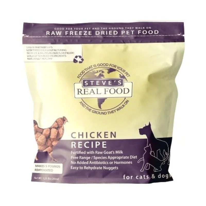 ---Steve's Real Food Freeze-Dried Chicken Diet for Cats and Dogs 1.25oz/ 5lbs