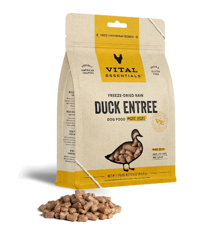 - Natural ingredient dog foodVital Essentials Duck Entree Freeze Dried Mini Nibs 14oz